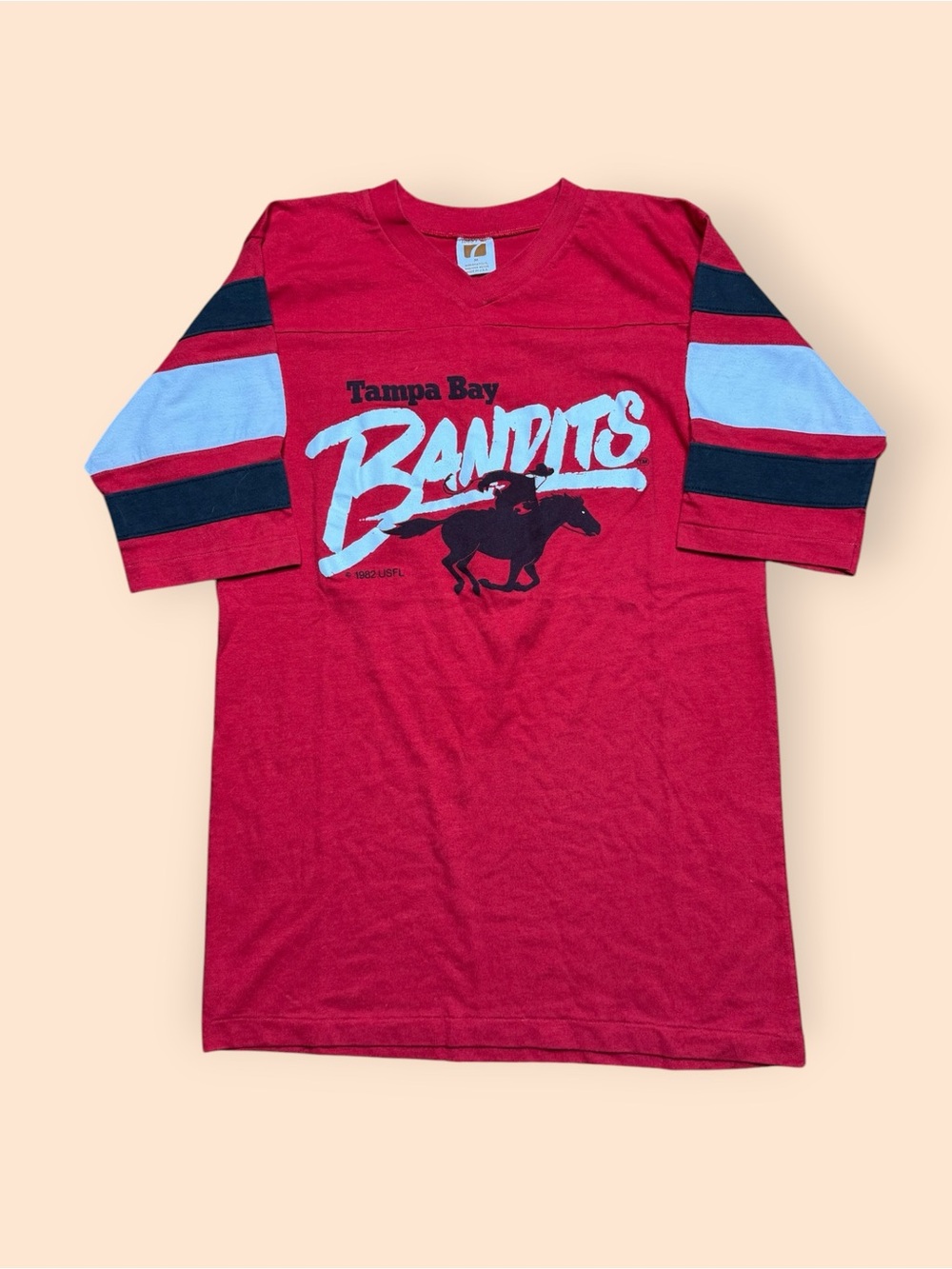 Vintage 1980s Tampa Bay Bandits T Shirt Medium Red Vtg USFL 80s